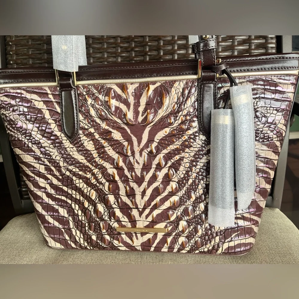 NWT Brahmin SET in COFFEE BENGAL Medium Asher and Ady Wallet